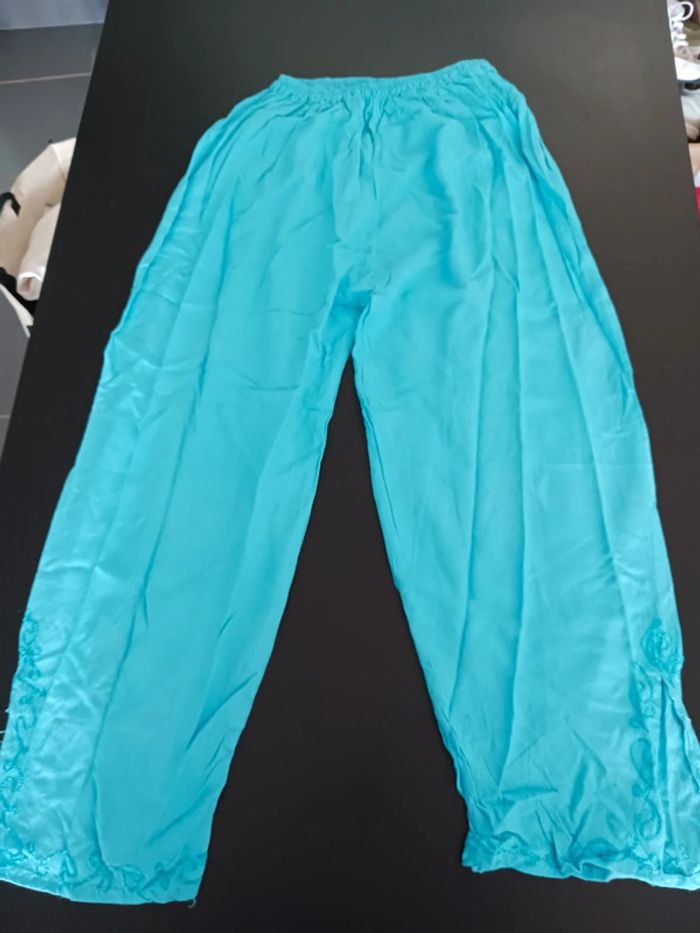 Ensemble tunique/pantalon été bleu Taille M38 - photo numéro 5