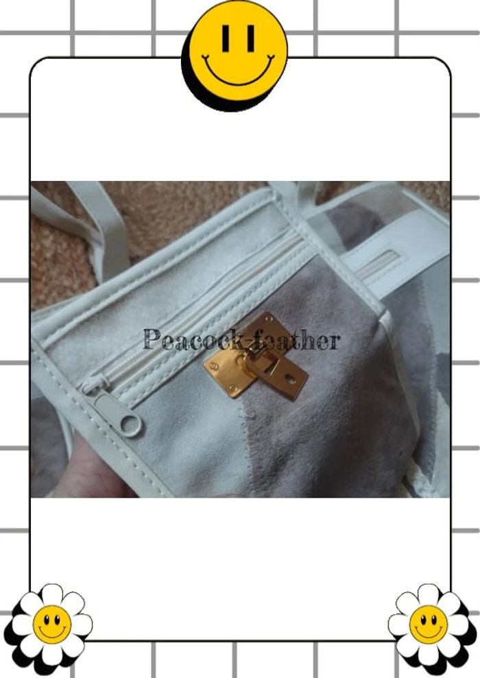 Sac à main cuir patchwork avec porte monnaie - photo numéro 3