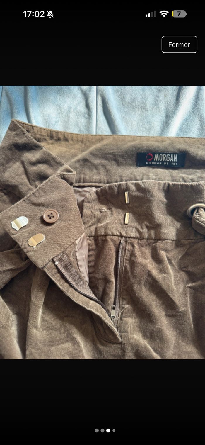 Jupe Morgan taille 40 - velours marron avec ceinture - photo numéro 3
