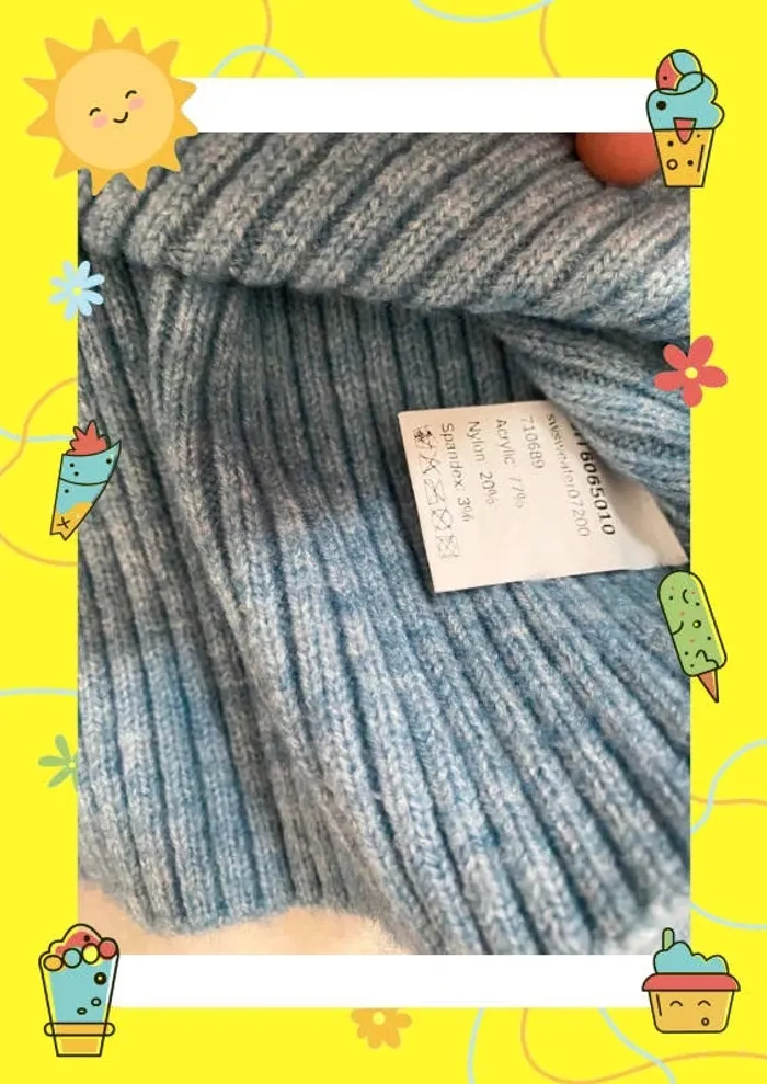Pull court col roulé bleu Shein - photo numéro 3