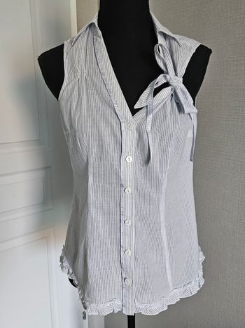 Chemisier sans manche Esprit rayé bleu clair et blanc taille 38