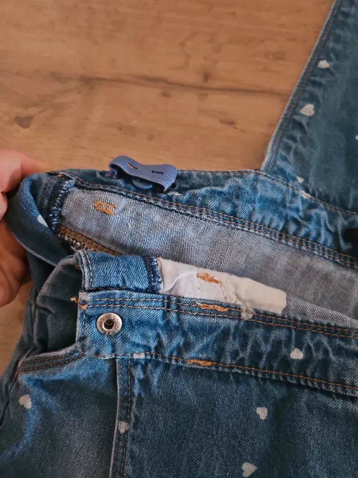 Combinaison short en jeans fille 10 kiabi - photo numéro 4