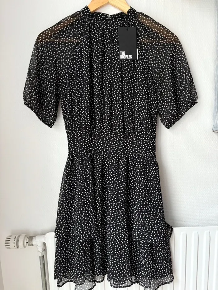 Robe noire courte The Kooples col rond à pois - photo numéro 2