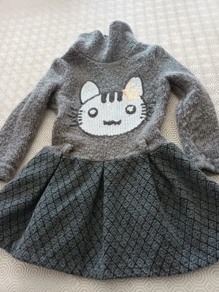 Robe en laine 5 ans gris et noir - photo numéro 2
