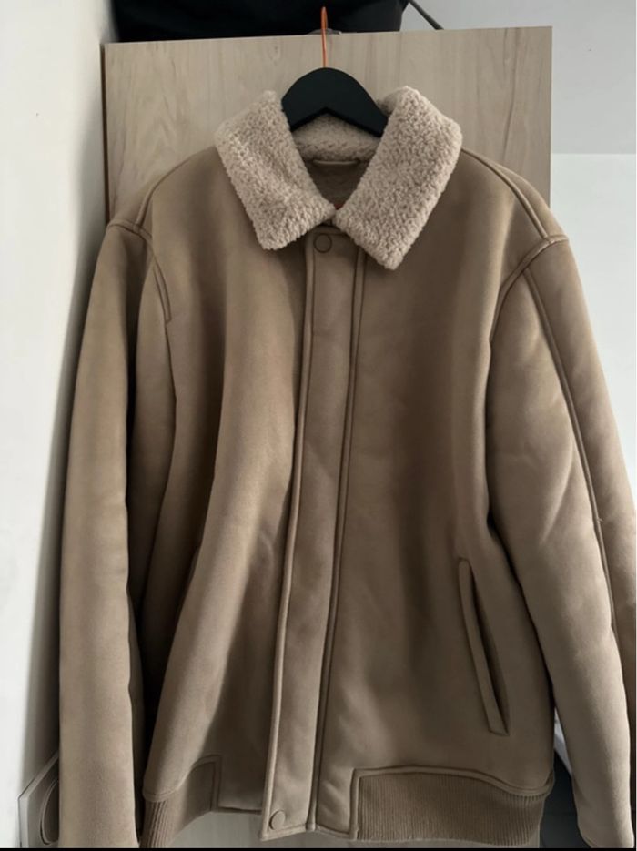 Manteau veste effet daim kiabi XL homme beige - photo numéro 3