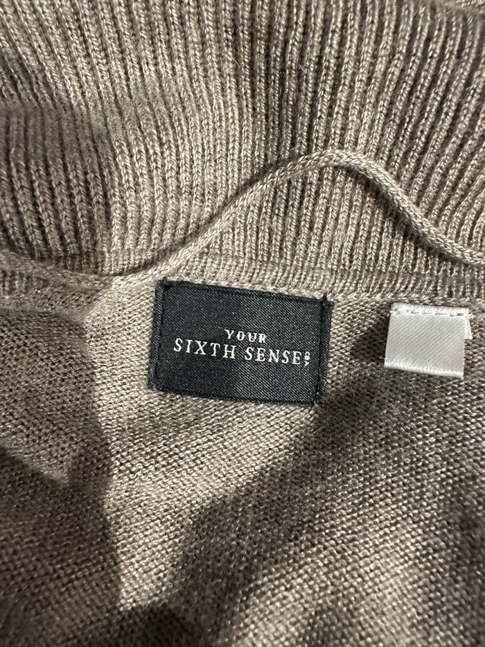 Cardigan en alpaga col cascade et perles beige taupe Your sixth sense T42/44 XL/XXL - photo numéro 9
