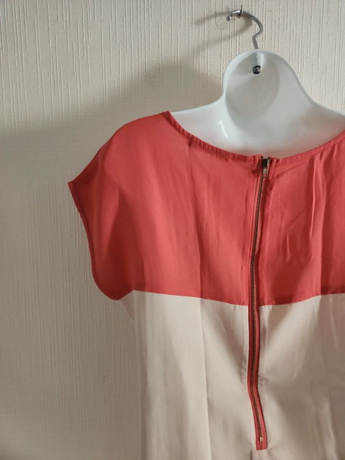 Blouse manches courtes Dolls S corail et beige - photo numéro 8