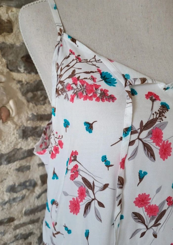Robe d'été fleurie bleue rose beige sur fond blanc Z-One Taille L/XL ou 40 - photo numéro 3