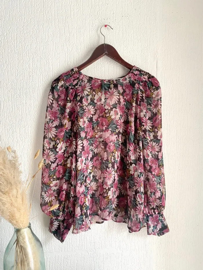 Blouse transparente camaïeu taille m 38 fleurie