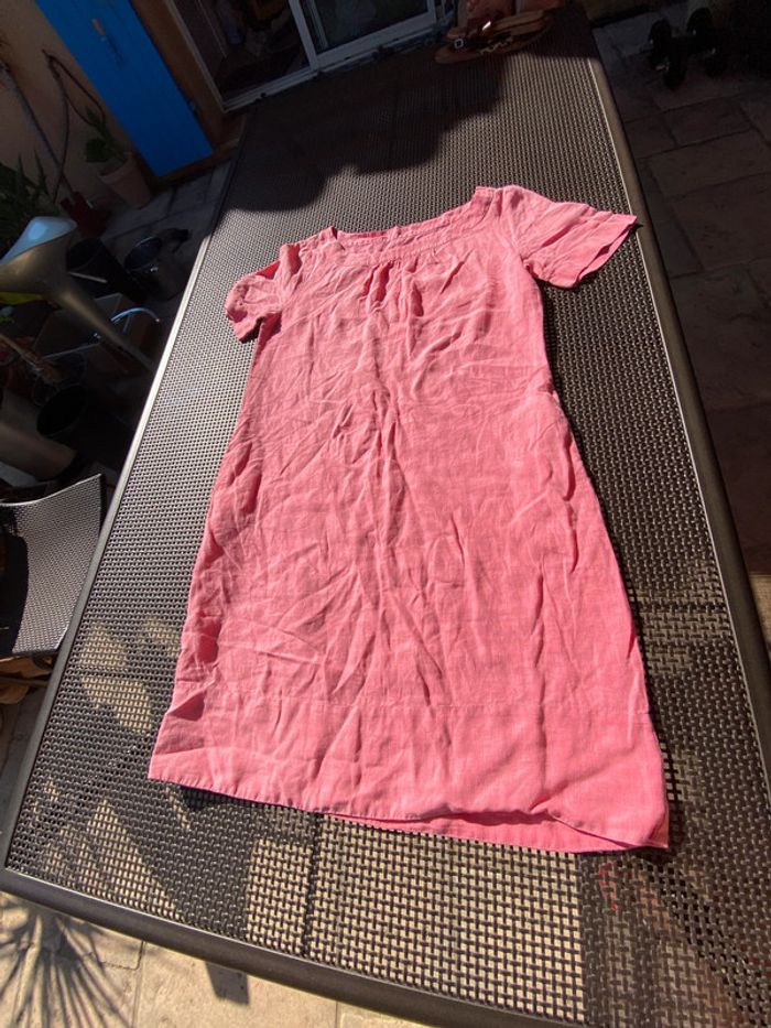 Belle robe en lin, rose avec poche, taille un - photo numéro 7