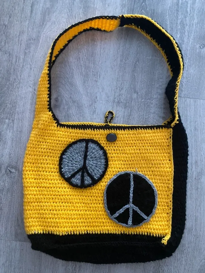 Sac Peace and Love tricoter