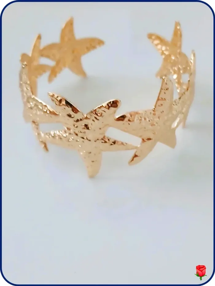 Bracelet manchette doré étoiles de mer – style bohème chic tendance - photo numéro 2