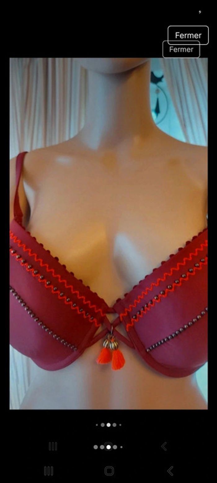 Haut de Maillot Hunkemöller bordeaux fr 100E - photo numéro 4