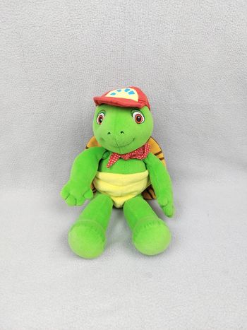 Peluche doudou tortue FRANKLIN JEMINI bandana rouge pois 35 cm