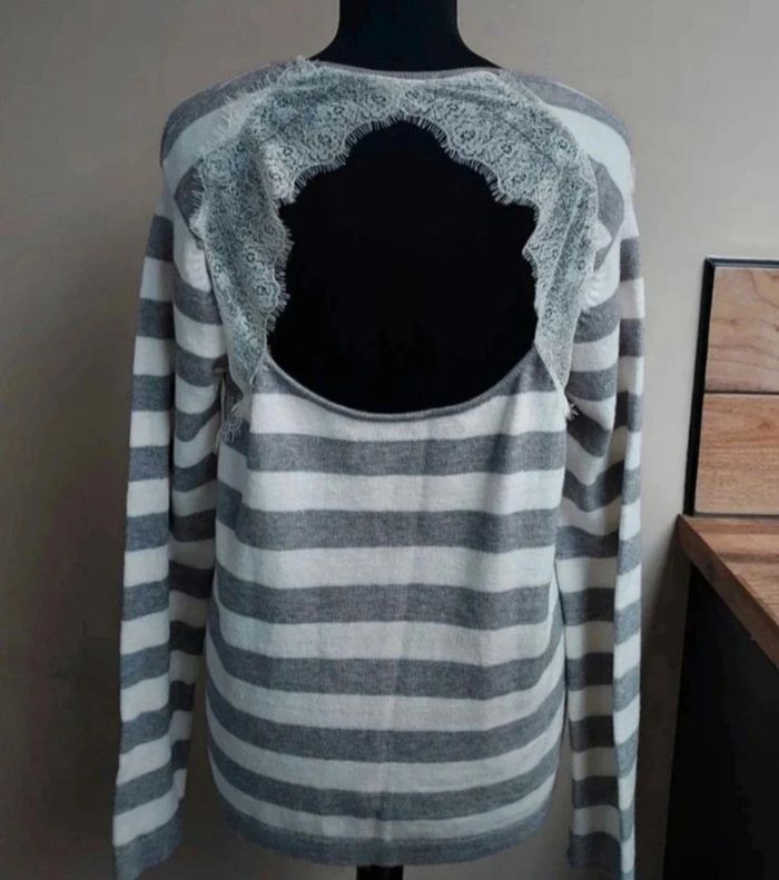 Magnifique pull Kilibbi laine et acrylique avec dentelle au dos - photo numéro 4