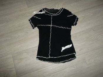 Tee shirt AFFAIRE DE MODE voile noir décos blanches taille 36 TBE