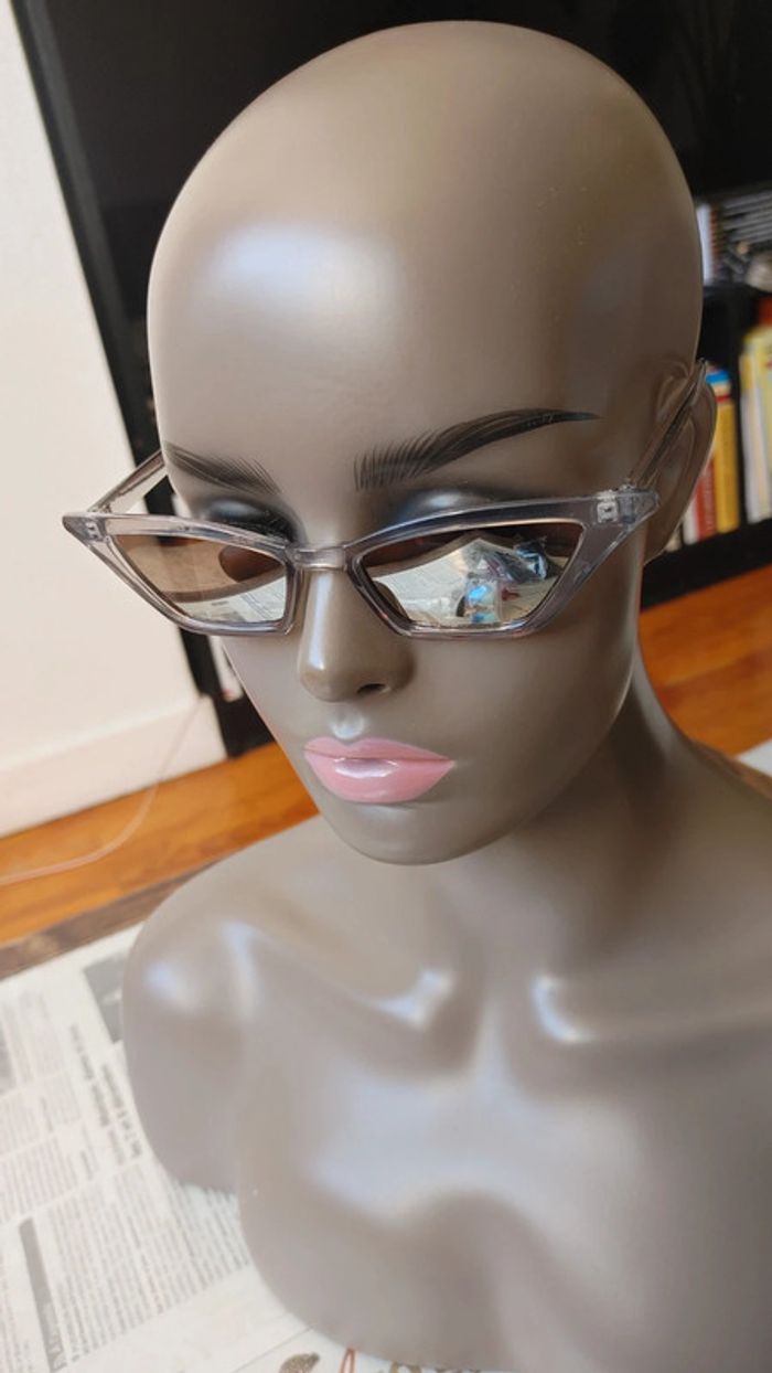 Lunettes de soleil allongé argenté yk2 vintage style - photo numéro 2