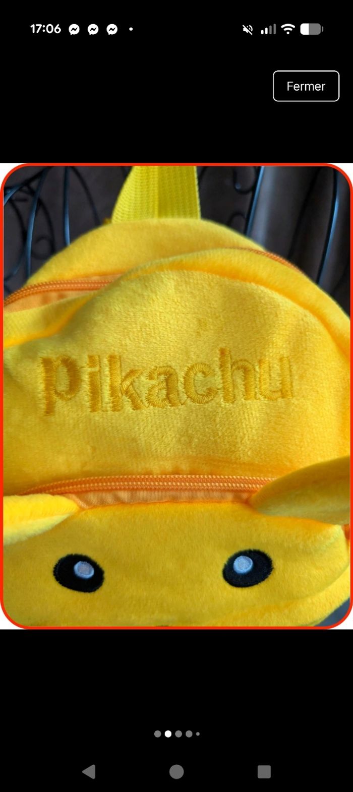 Sac à dos Pikachu en peluche – NEUF - photo numéro 2