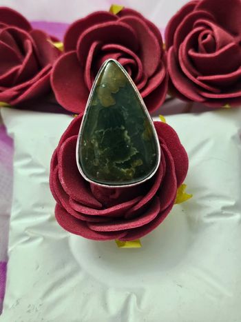 Bague en argent sterling 925 avec pierre jaspe dragon