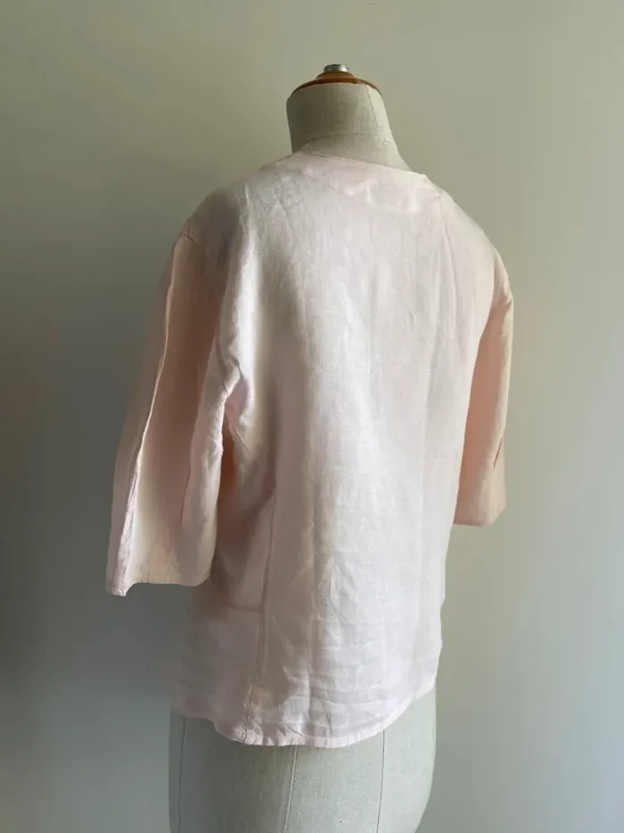 Chemise vintage manches courtes rose pâle Jacques Fath - photo numéro 5