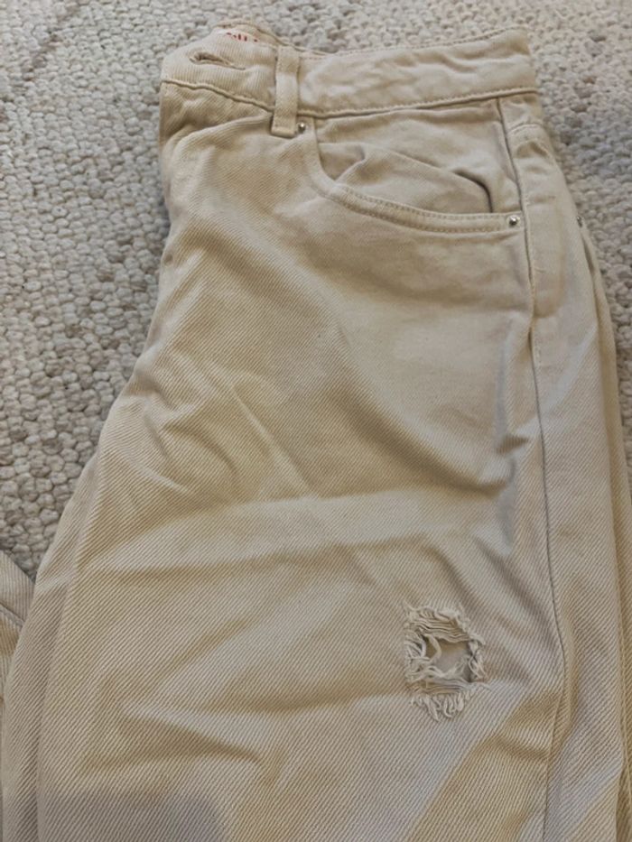 Jean à trou mom beige taille 38/M - photo numéro 7