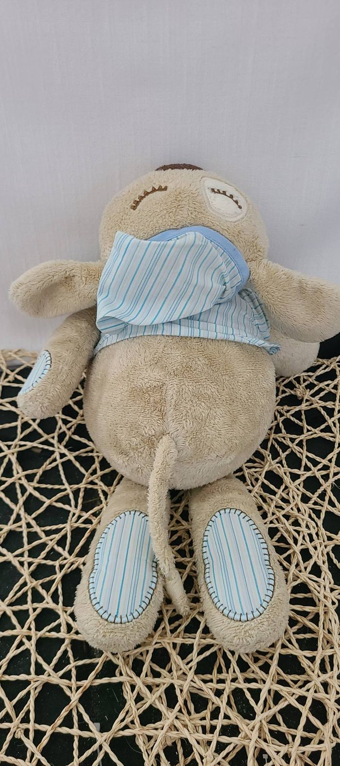 MAMAS & PAPAS DOUDOU CHIEN BEIGE DORMEUR PYJAMA BLEU SNOOZY SLEEPYHEADS - photo numéro 6