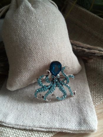 Broche pieuvre/ poulpe bleu