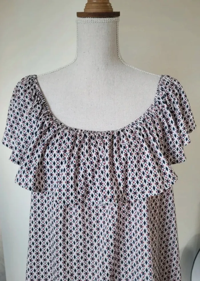 Blouse sans manches à motifs bleu marine rouge écru H&M Taille XL ou 42 44