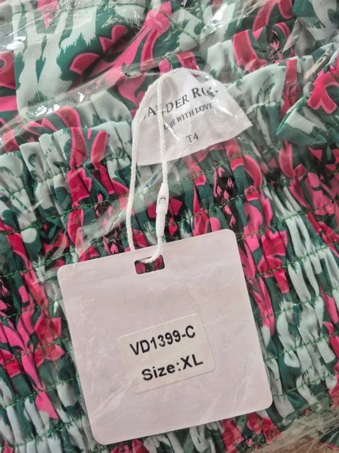 Top Court Plissé Vert et Fuschia Femme Taille XL/42 - photo numéro 3