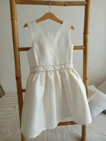 Robe blanche et dorée de fête / cérémonie 8 ans