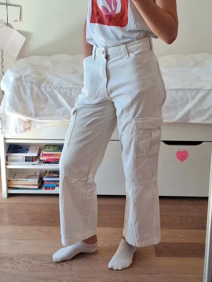 Jean pantalon cargo blanc H&M S 36