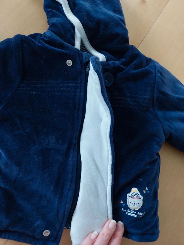 Veste chaude bébé 6 mois bleu marine - photo numéro 2
