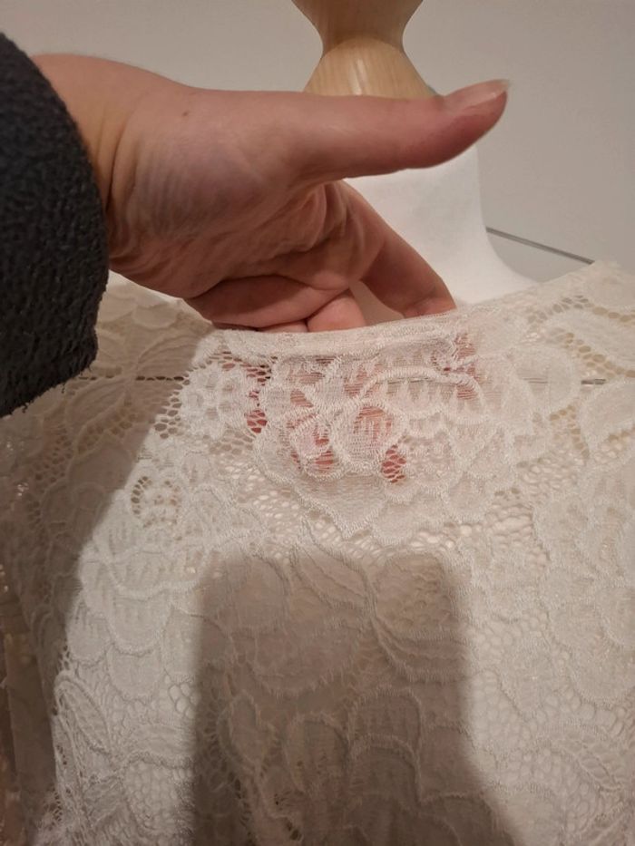 Combishort robe en dentelle blanche crème taille XS/S 34/36 - photo numéro 13