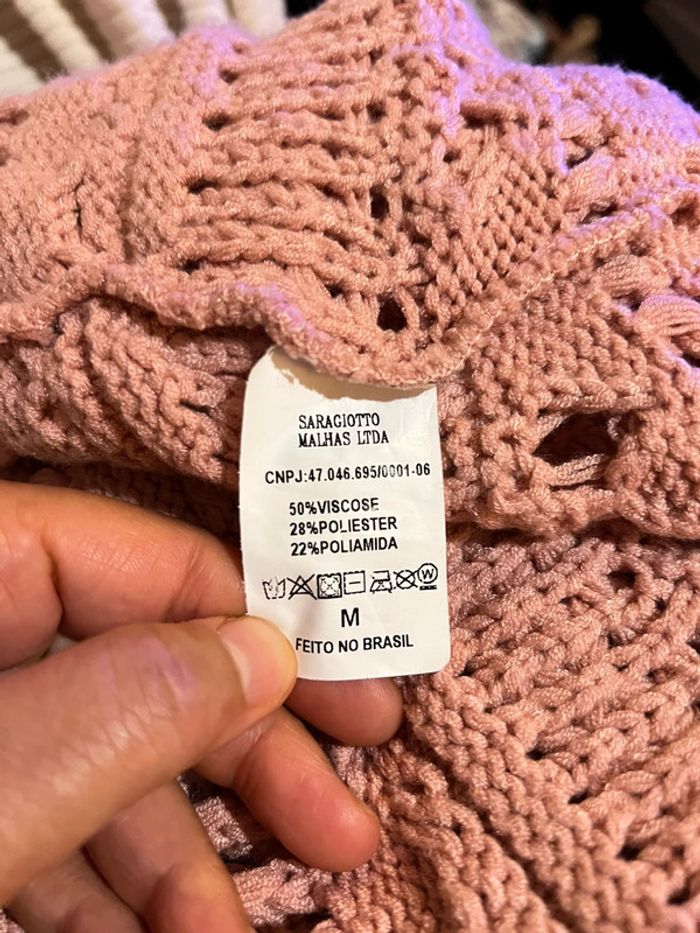 Pull en maille ajourée rose – fabriqué au Brésil 🇧🇷 Taille 36 - photo numéro 7