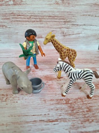 Figurines Playmobil soigneur et bébés animaux