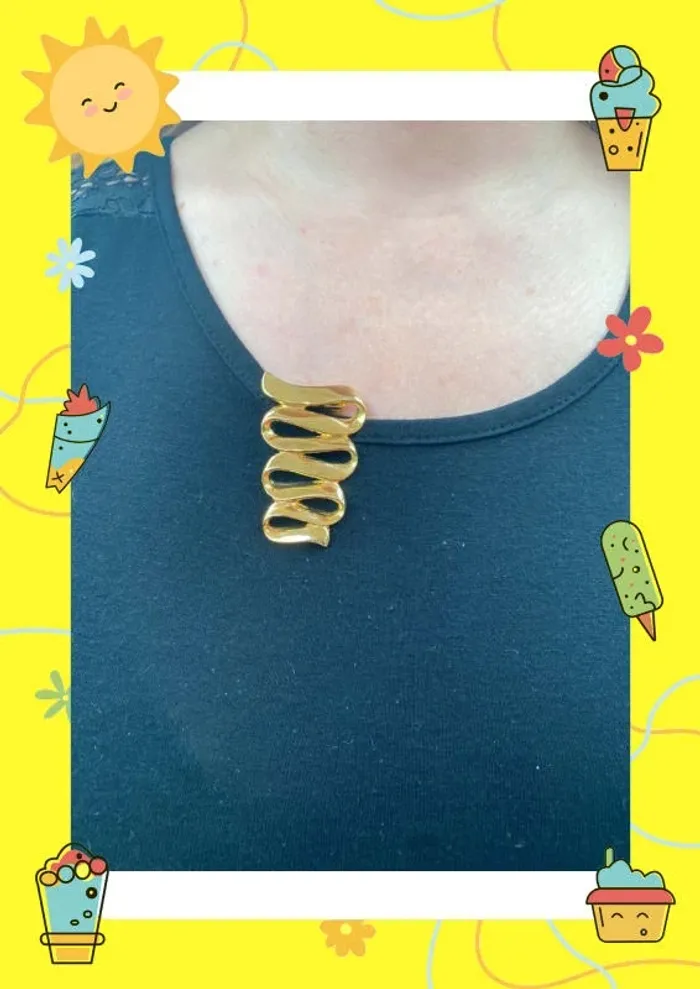 Broche dorée en serpentin - photo numéro 4