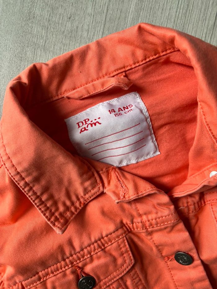 Veste en jean orange corail fille - photo numéro 3
