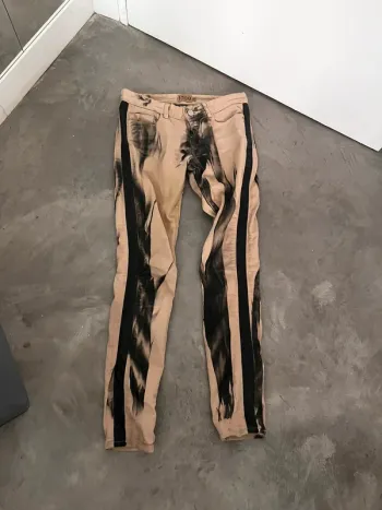 Pantalon beige bande cuir