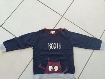 Pull garçon manches longues bleu marine et marron 24 mois kimbaloo