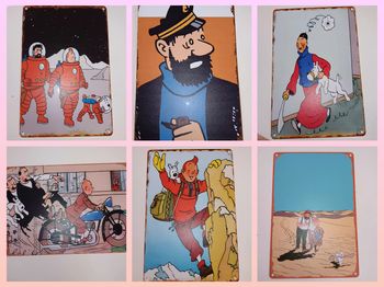 6 plaque Aluminium famille tintin