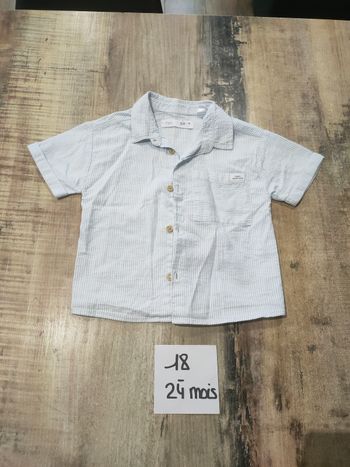 Chemisette manches courtes bébé garçon zara 18-24 mois bleu clair