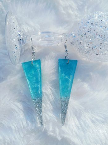 Boucles d'oreilles triangles turquoise argenté