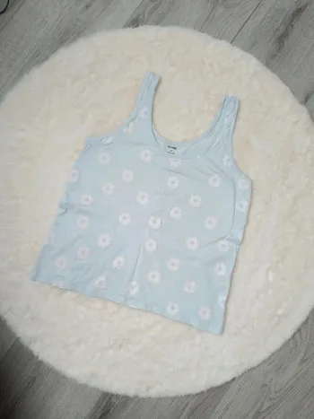 🌸 Débardeur bleu ciel à fleurs Kiabi - Taille M 🌸
