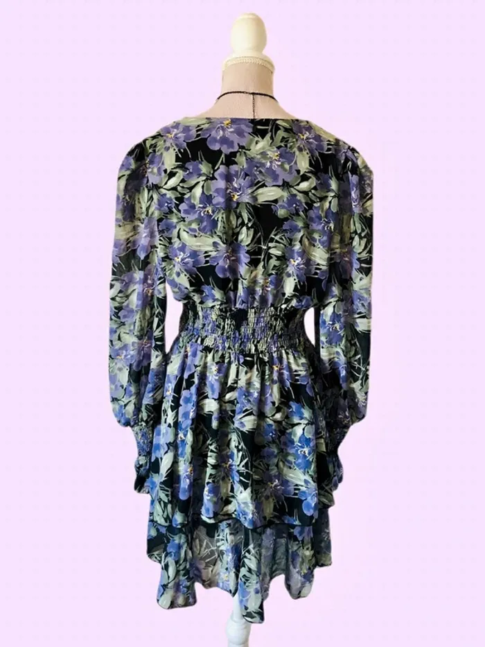 💜🌿Robe courte à volants 36/38 coquette fairycore cottagecore whimsigoth Floral ruffled Mini Dress🌿💜 - photo numéro 5