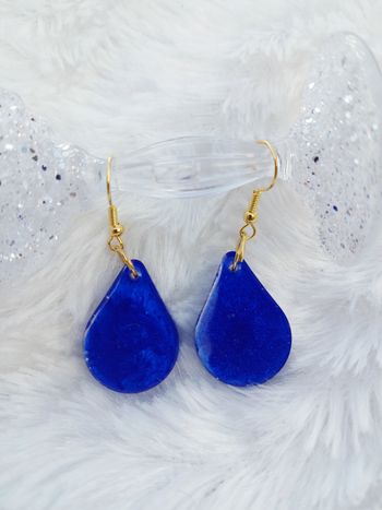 Boucles d'oreilles gouttes bleu 