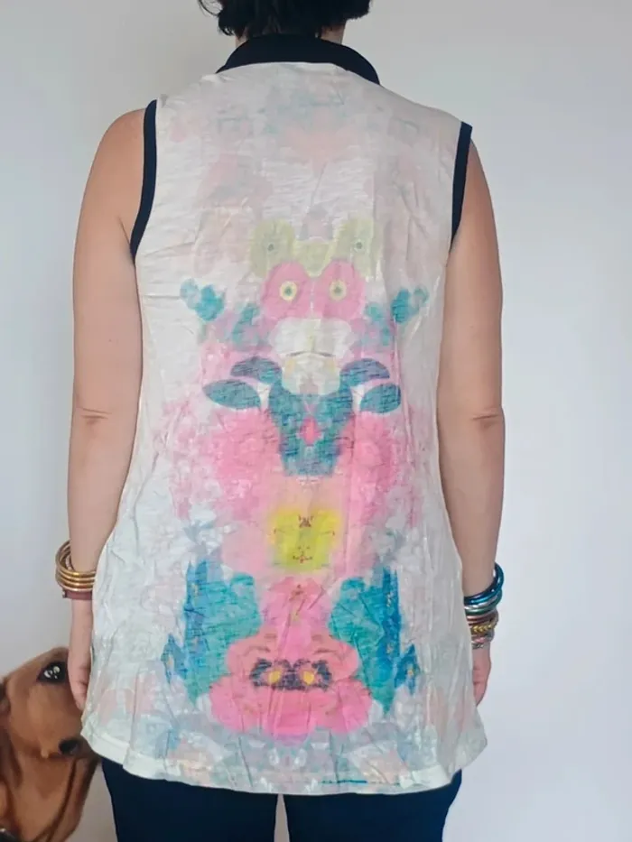 chemise sans manche semi transparente jaune et motif XXL - photo numéro 2