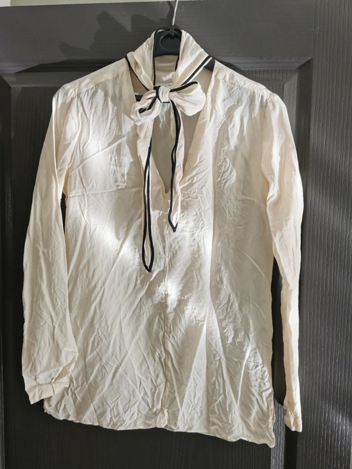 Chemisier blouse Sandro 100% soie taille 1 ecru