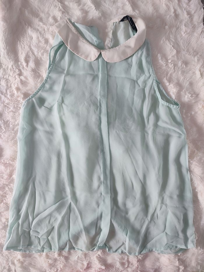 Haut transparent vert menthe col claudine Zara taille s