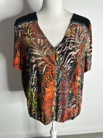 Blouse drapée tropicale multicolore Christine Laure T4 48 4XL