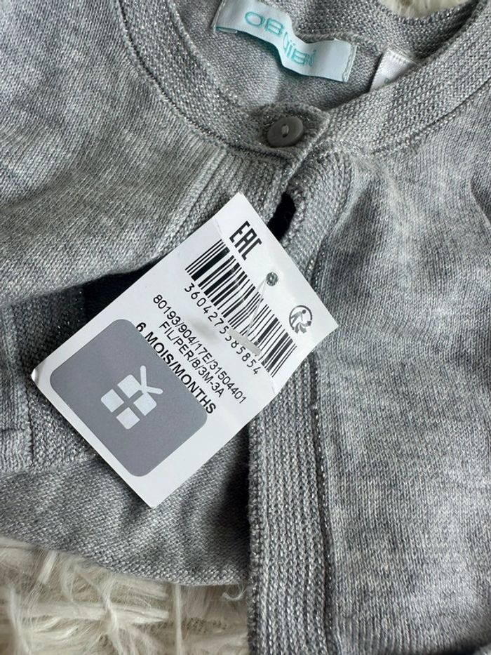 Boléro gris Obaibi taille 6 mois - photo numéro 3